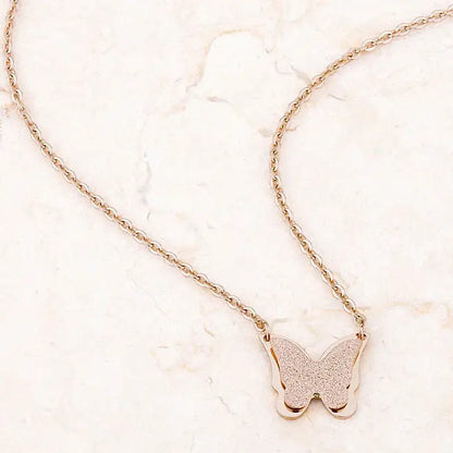Breanne Rose Gold Stainless Steel Rose Gold Butterfly Necklace - Necklaces