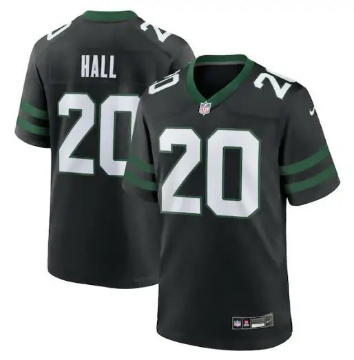 Black and green Breece Hall New York Jets Nike alternate game jersey with number 20