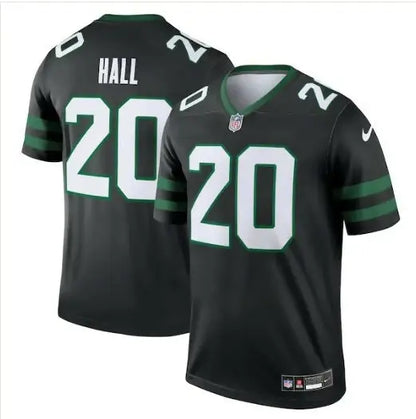 Black and green Breece Hall York Jets Nike Alternate Legend Jersey with number 20