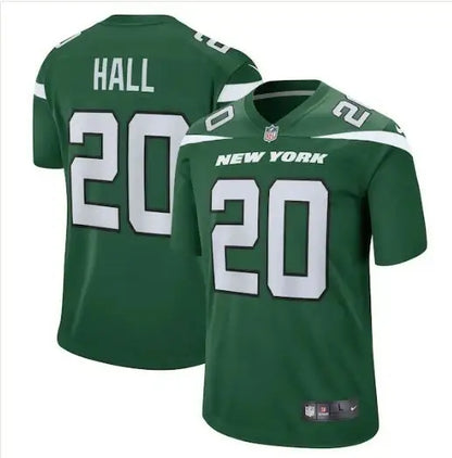 Green New York Jets Nike player game jersey with number 20 for Jets Nike player gear