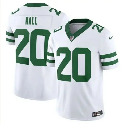 White Breece Hall New York Jets Nike Vapor F.U.S.E. Limited Jersey with green trim