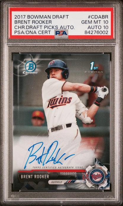 2017 Bowman Chrome Draft Auto Brent Rooker autographed baseball card PSA GEM MT 10