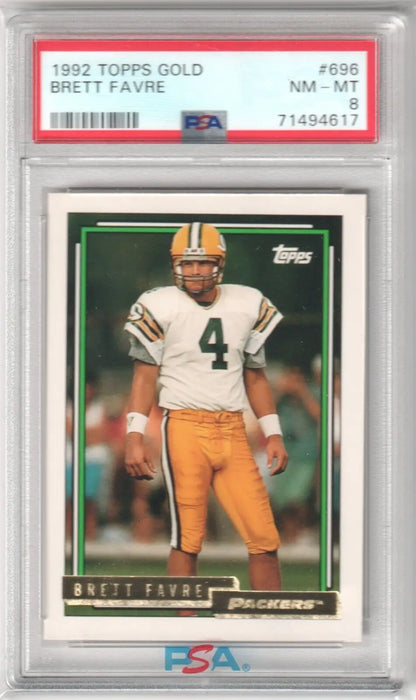 Graded Brett Favre football card from Columbia Hobby with box free shipping and single cards