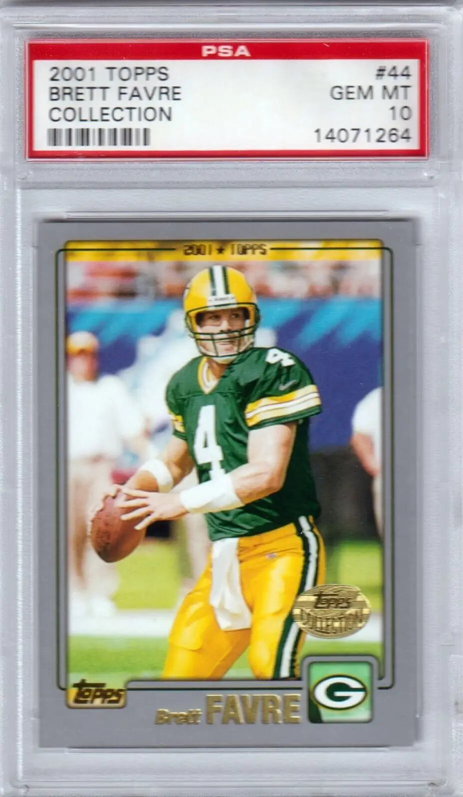 Graded Brett Favre football card from Topps Collection Gem Mint Packers PSA 10