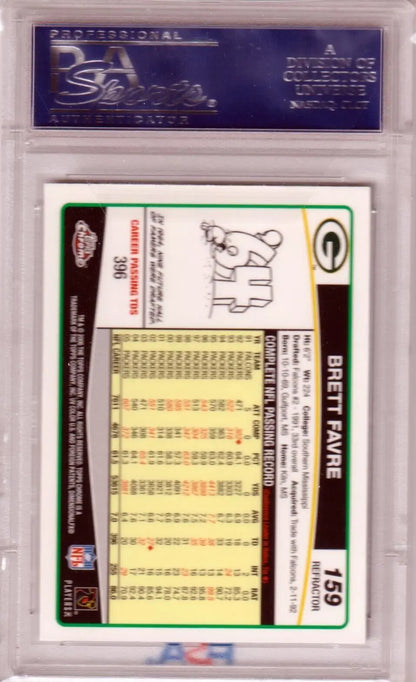 Graded Brett Favre football card Chrome Refractor from Bowman Chrome PSA 10 GEM MINT