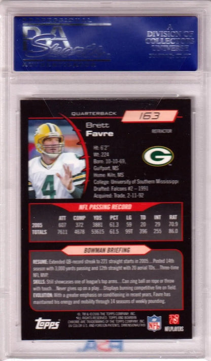 Brett Favre football card Bowman Chrome Refractor from 2006 Packers set