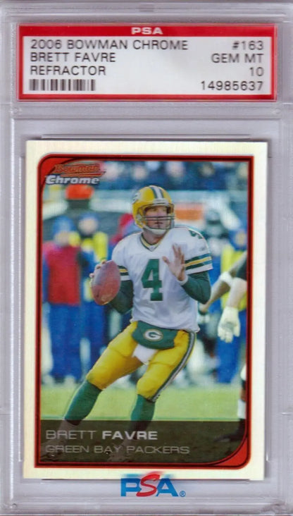 Graded Brett Favre football card Bowman Chrome Refractor from Packersons