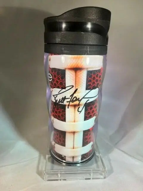 Autographed Brett Favre 4 Hope travel coffee mug Whirley Drink Works Green Bay Packers