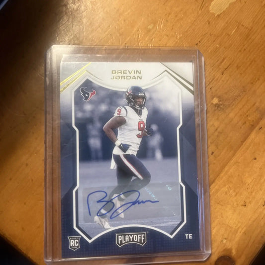 Brevin Jordan autographed rookie football card from 2021 Playoff RC rookie Houston Texans