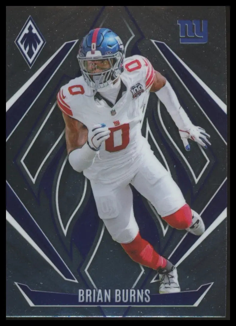 Football trading card featuring Brian Burns in a white and blue uniform from Panini Phoenix