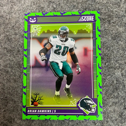 Halloween-themed Brian Dawkins Philadelphia Eagles football trading card for 2024 product