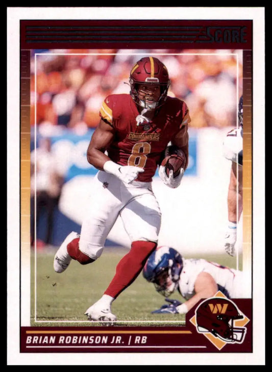 Football trading card featuring Brian Robinson Jr. in Washington Commanders uniform 2024