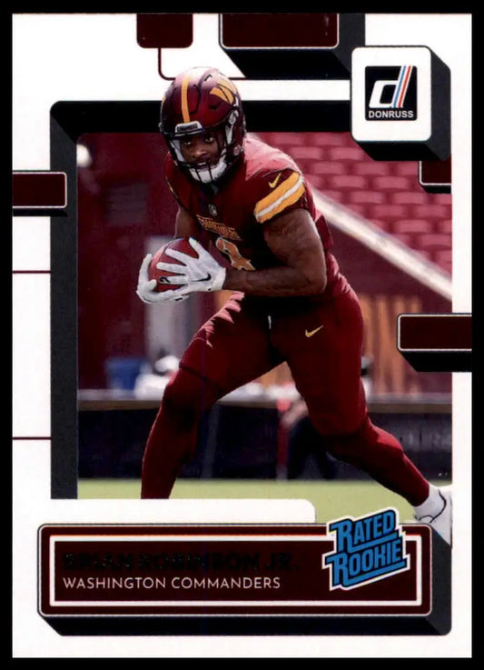 Washington Commanders rookie card featuring Brian Robinson Jr. from 2022 Donruss series