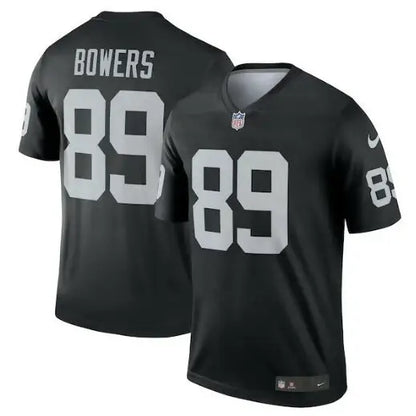 Black NFL Las Vegas Raiders Brock Bowers jersey with number 89 and BOWERS on back