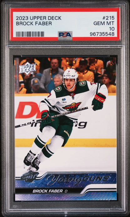 Brock Faber 2023 Upper Deck Rookie #215 PSA 10 Gem Mint 5548 - Singles