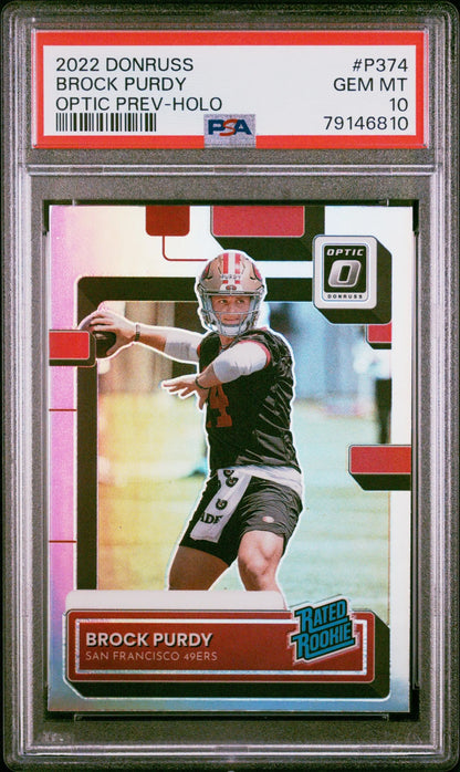 Brock Purdy 2022 Donruss Optic Preview Holo PSA 10 Gem Mint - Singles