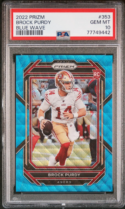 Brock Purdy 2022 Panini Prizm #353 Blue Wave #7/199 PSA 10 Gem Mint - Singles