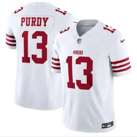 White Brock Purdy San Francisco 49ers Nike Vapor F.U.S.E. Limited Jersey with red numbers