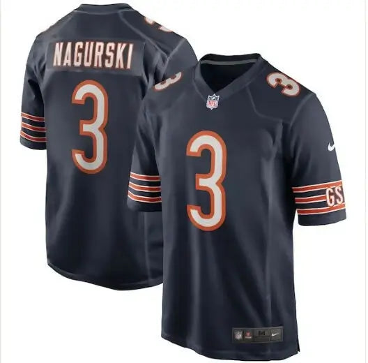 Dark blue Chicago Bears jersey with Nagurski number 3 Nike Game Retired Player Jersey