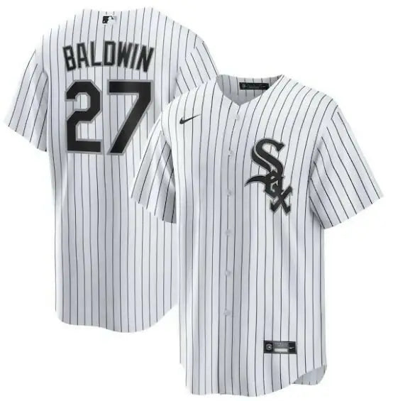 White pinstripe Brooks Baldwin Chicago White Sox Nike Home Replica Baseball Jersey