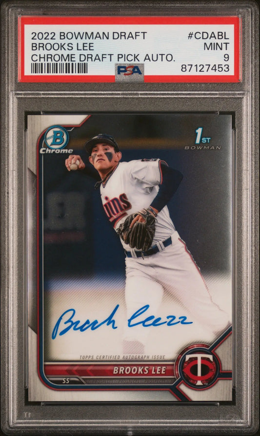 Graded Brooks Lee Bowman Chrome Draft Auto baseball trading card PSA 9 Mint