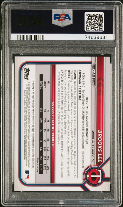 Graded Brooks Lee 2022 Bowman Chrome Draft Green Refractor Auto PSA 10 Gem Mint