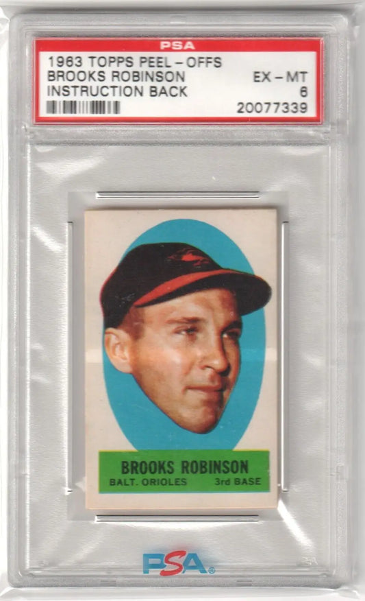 Graded 1963 Topps Brooks Robinson baseball card from Columbia Hobby, PSA 6 EX-MT