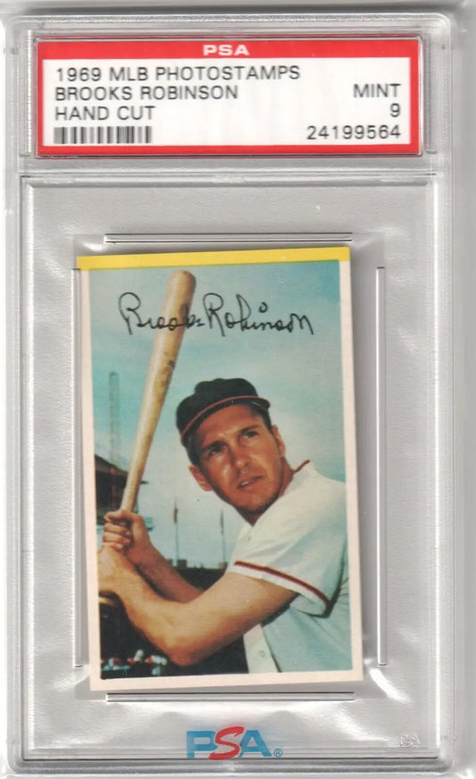 Graded Brooks Robinson 1969 MLB baseball card PSA 9 Mint featured in Columbia Hobby eBay listing