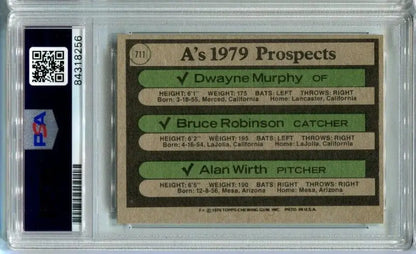 Graded 1979 A’s Prospects baseball card of Bruce Robinson and Alan Wirth with PSA/DNA