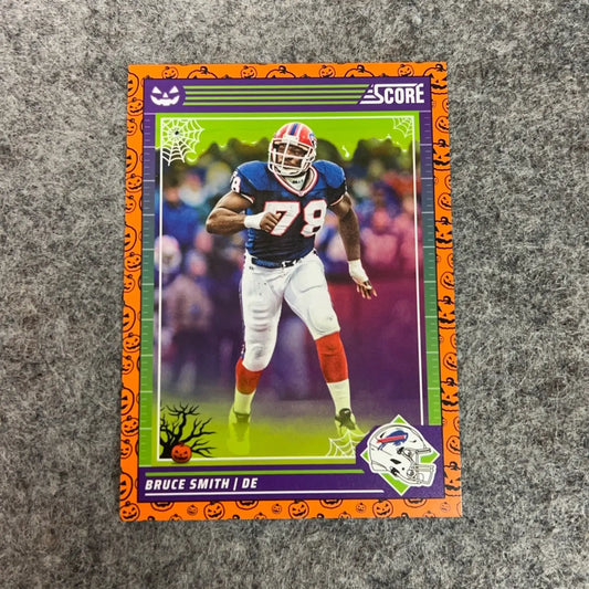 Halloween-themed Bruce Smith Buffalo Bills football trading card from the 2024 NFL set