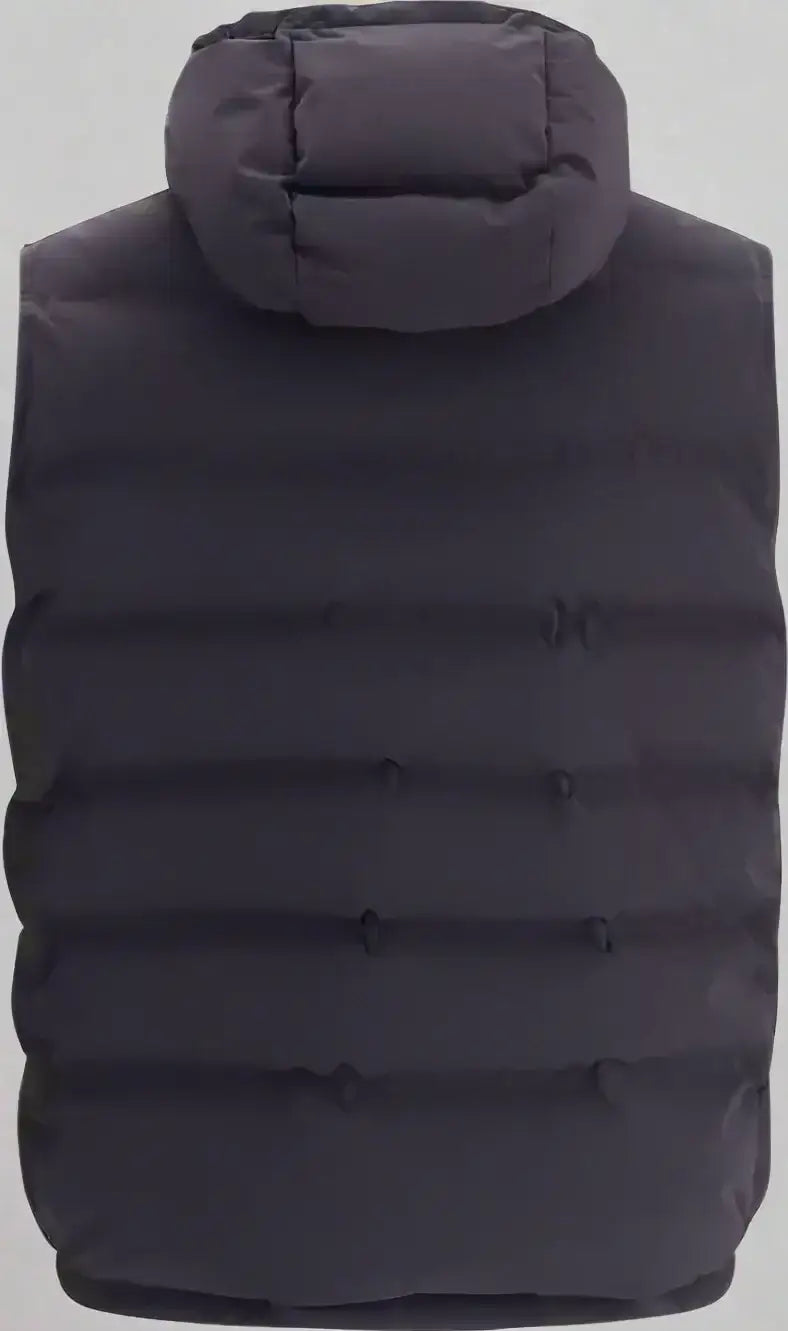 Dark grey hooded puffer vest from Brunello Cucinelli mens collection