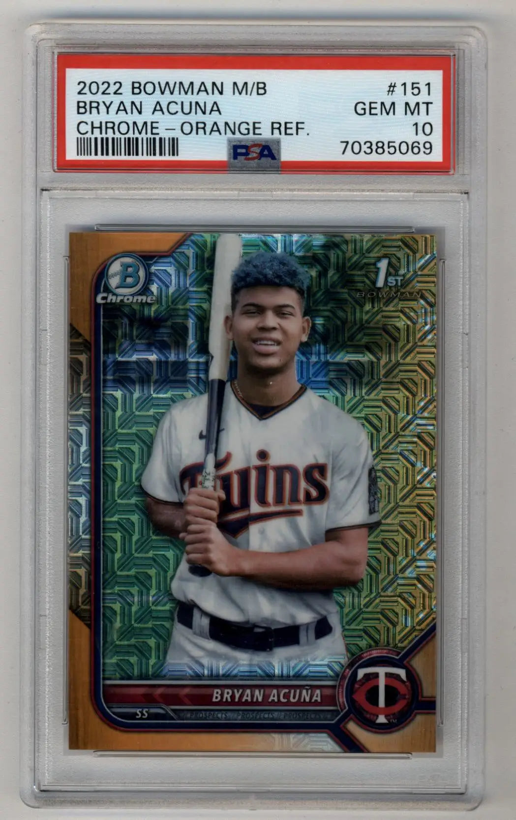Bryan Acuna 2022 Bowman Chrome Mega Box Orange Refracfor 04/25 PSA 10 Gem Mint - Singles