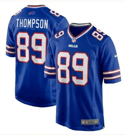 Blue Bryan Thompson Buffalo Bills Nike Game Jersey with number 89 and player name on back
