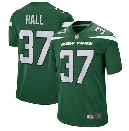 Green Bryce Hall New York Jets Nike Game Jersey with number 37 and HALL on back