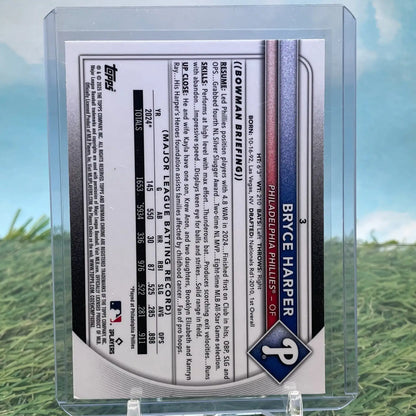 Bryce Harper 2025 Bowman Chrome Mojo Refractor Baseball Card showcasing chrome mojo refractor finish