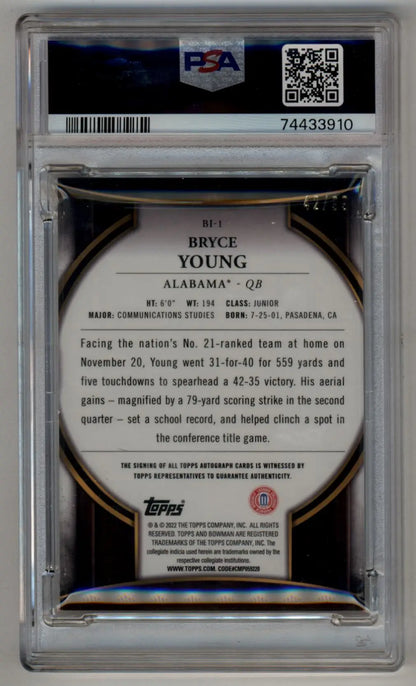 Bryce Young 2022 Bowman University Bowman Invicta Auto 42/99 PSA 9 Mint - Singles
