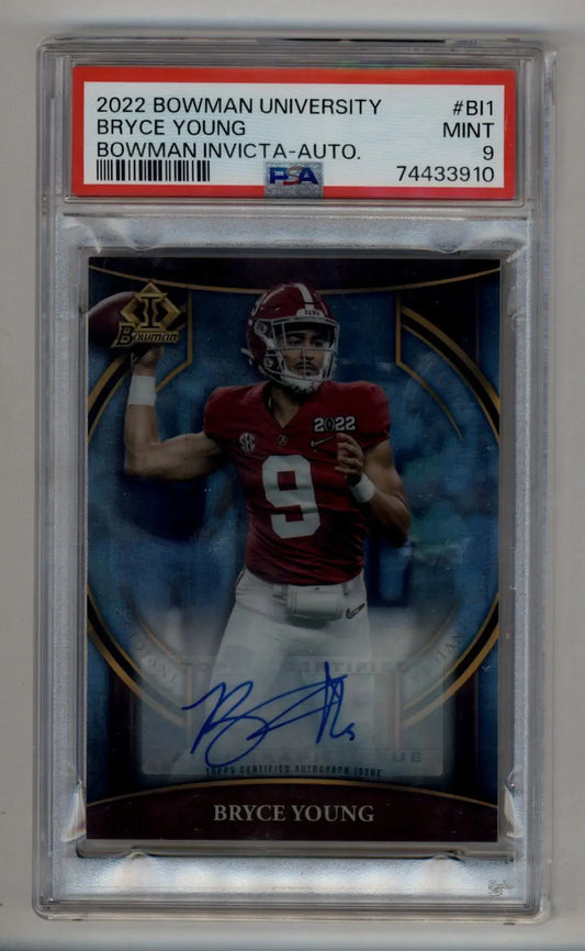 Bryce Young 2022 Bowman University Bowman Invicta Auto 42/99 PSA 9 Mint - Singles