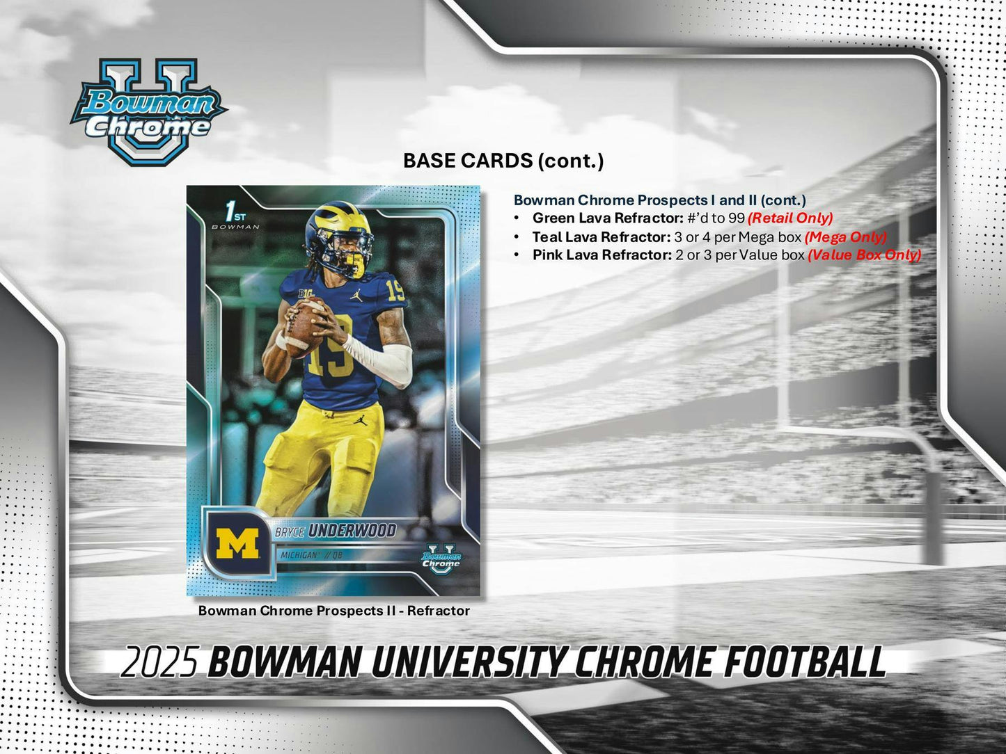 2025 Bowman University Chrome Football Mega Box | Columbia Sports Cards