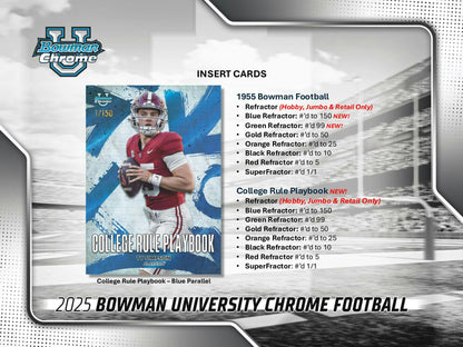 2025 Bowman University Chrome Football Mega Box | Columbia Sports Cards