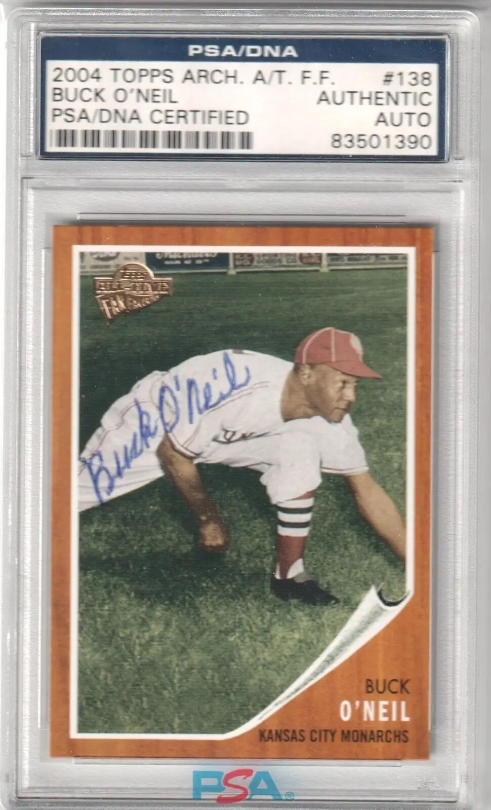 Graded Buck O Neil autographed baseball card from Columbia Hobby ebay store featuring single cards