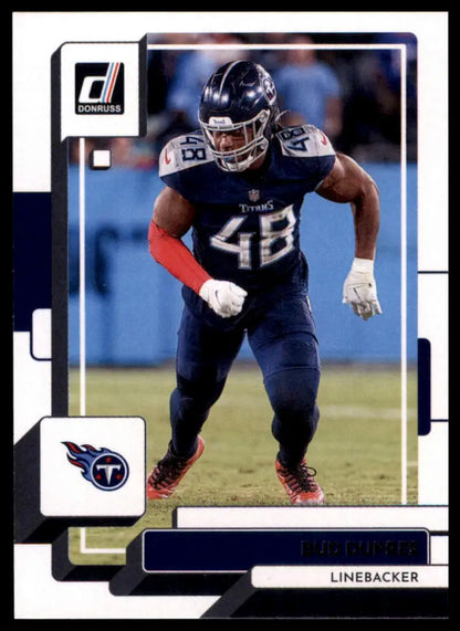 Football trading card featuring Bud Dupree from the 2022 Donruss Tennessee Titans set