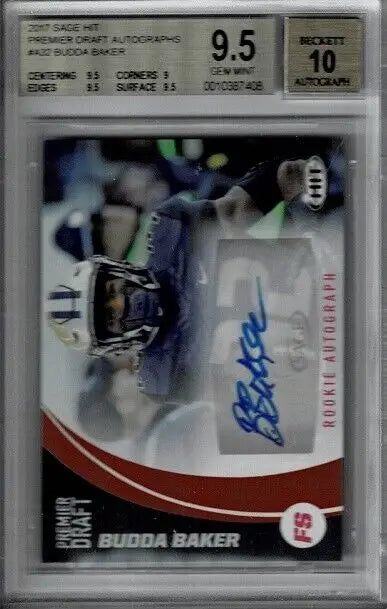 Graded Budda Baker rookie autograph card, Arizona Cardinals rookie card, Hit RC BGS 9.5
