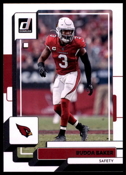 Budda Baker football card from 2022 Donruss Arizona Cardinals product display