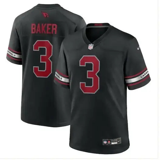 Black Arizona Cardinals jersey featuring Budda Baker Nike Game Jersey design