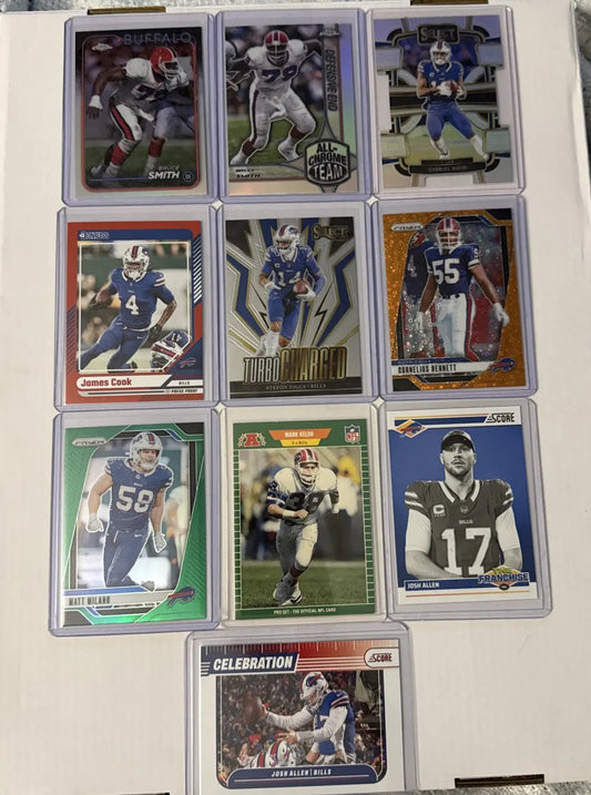 American football trading cards featuring Buffalo Bills players in Bills team lot collection