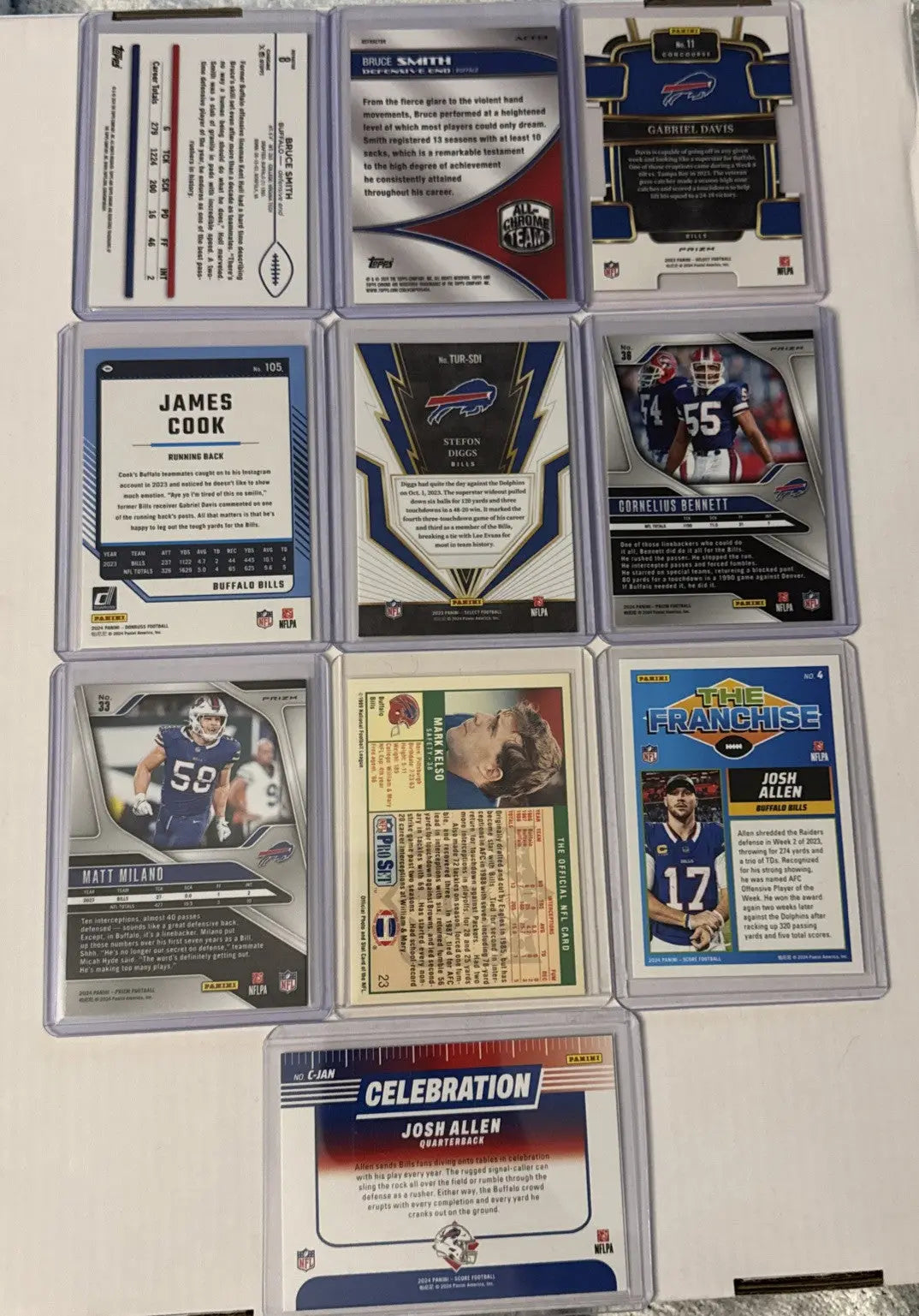 Buffalo Bills team lot with trading cards featuring Allen, Smith, Cook, Diggs, Reed