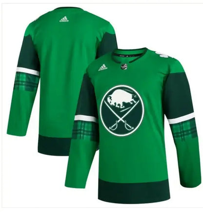 Green Buffalo Sabres hockey jersey for St. Patrick’s Day from Adidas 2023 Kelly Green