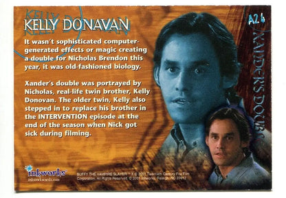 Buffy the Vampire Slayer trading card featuring Kelly Donovan as Xander’s Double A24 Auto