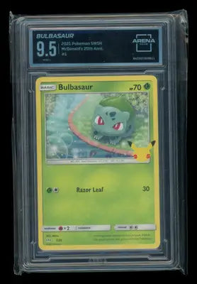 Graded Bulbasaur Pokémon card from Arena Club in the 2021 McDonald’s 25th Anniversary set