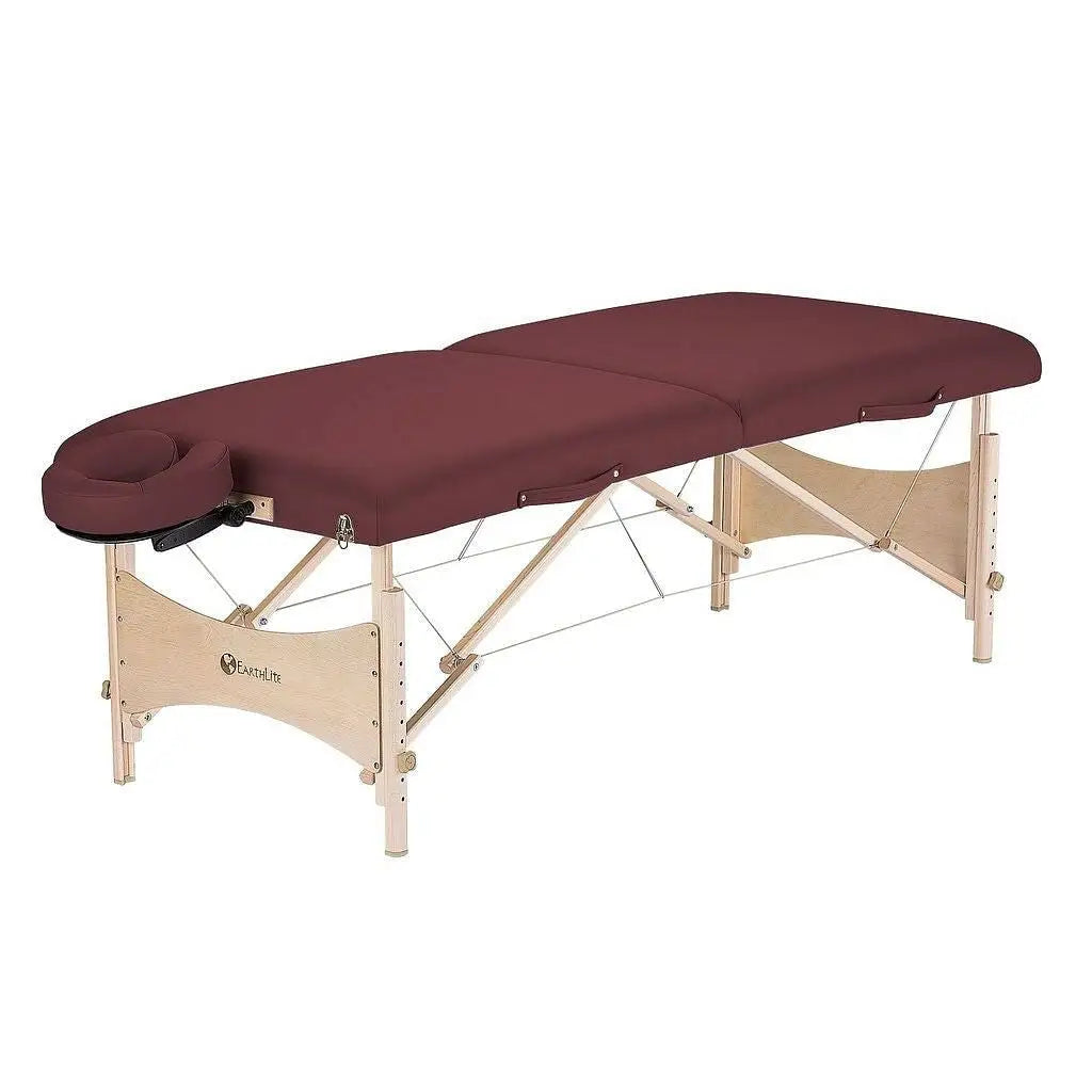 Burgundy Portable Massage Table with Adjustable Headrest and Carry Case - Massage Table